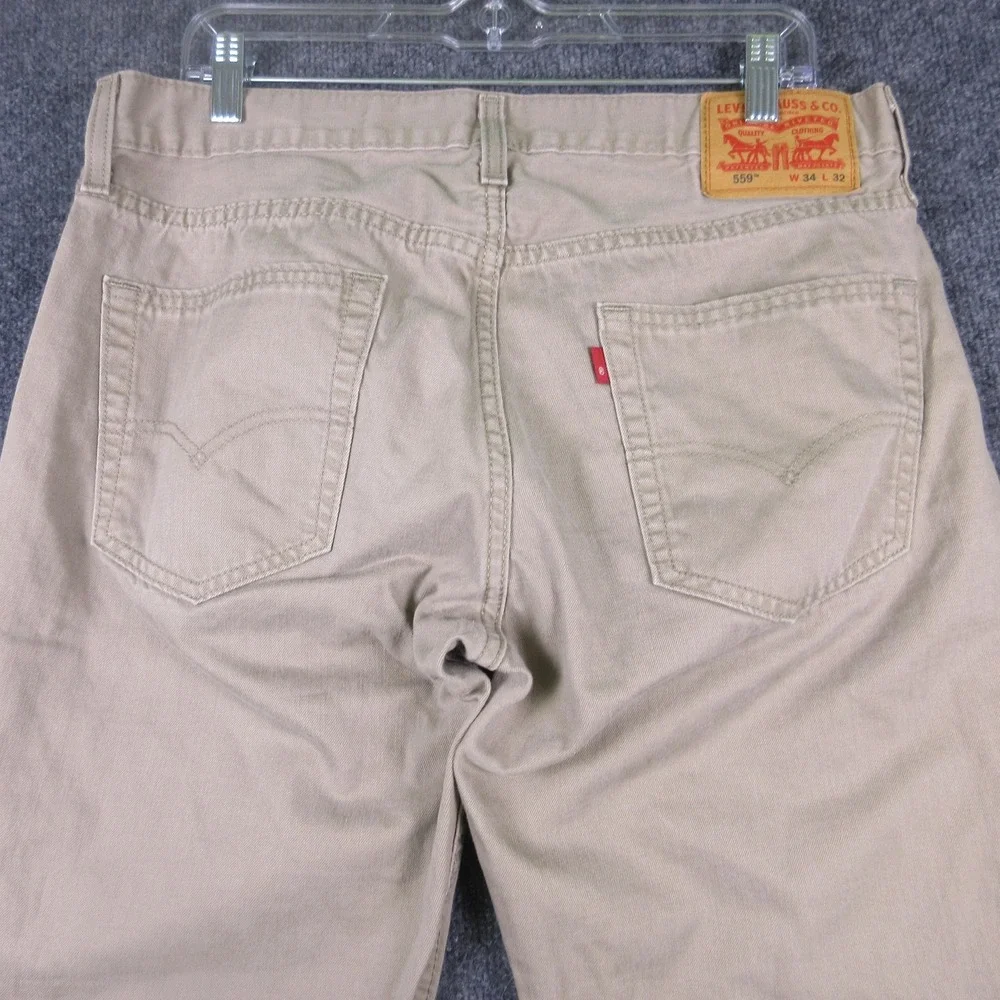 Levis 559 Jeans Mens 34x31 Beige Relaxed Straight Fit Denim Light Wash Cotton